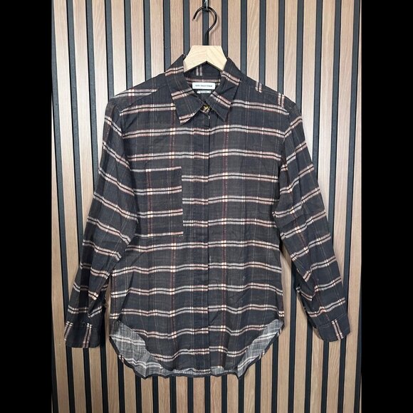 Isabel Marant Shirt EU 36 / US S Womens Gray Plaid Long Sleeve Cover Button - Picture 1 of 11